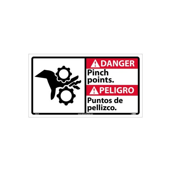 Bilingual Vinyl Sign - Danger Pinch Points